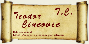 Teodor Cincović vizit kartica
